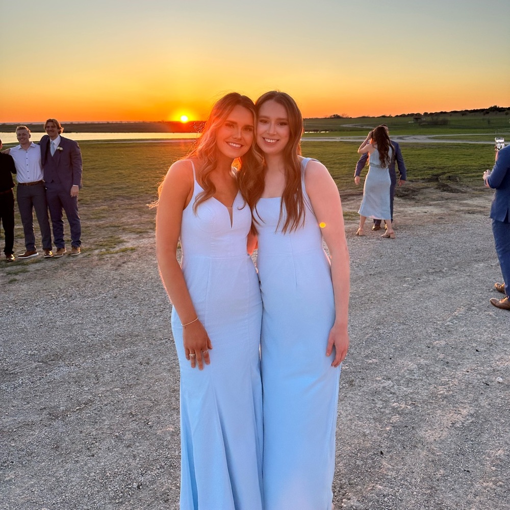 Azazie Light Blue Maxi Dress with Square Neck